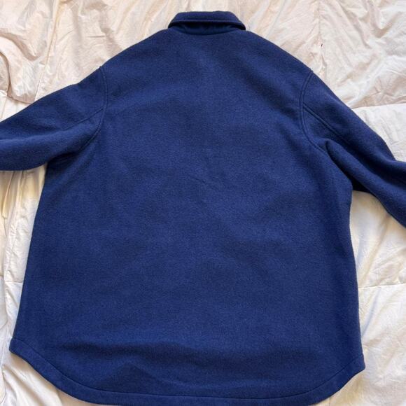 lands end Blue luxe fleece shirt jacket shaket sz XXL relaxed casual gorpcore - Picture 6 of 7